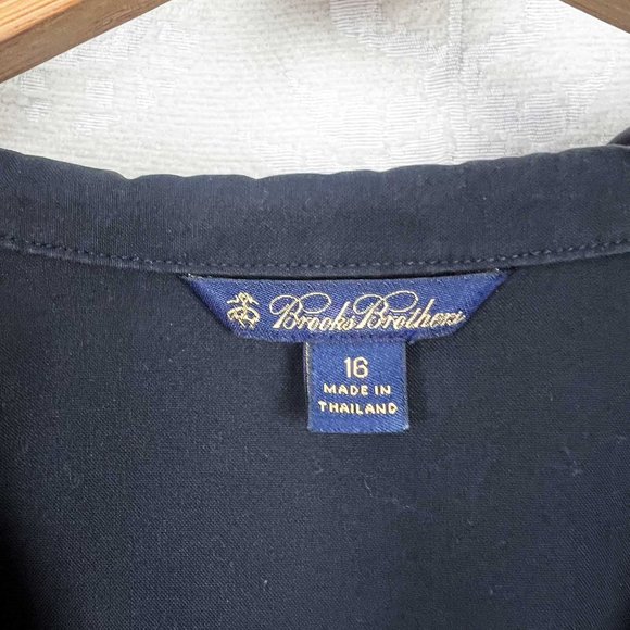 Brooks Brothers ruffle neck button down blouse black - Picture 4 of 6